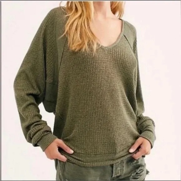 Free People Tops - Santa Clara Thermal in Ferngully Green Size Small NEW